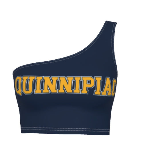 Quinnipiac Navy One Shoulder Top