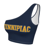 Quinnipiac Navy One Shoulder Top