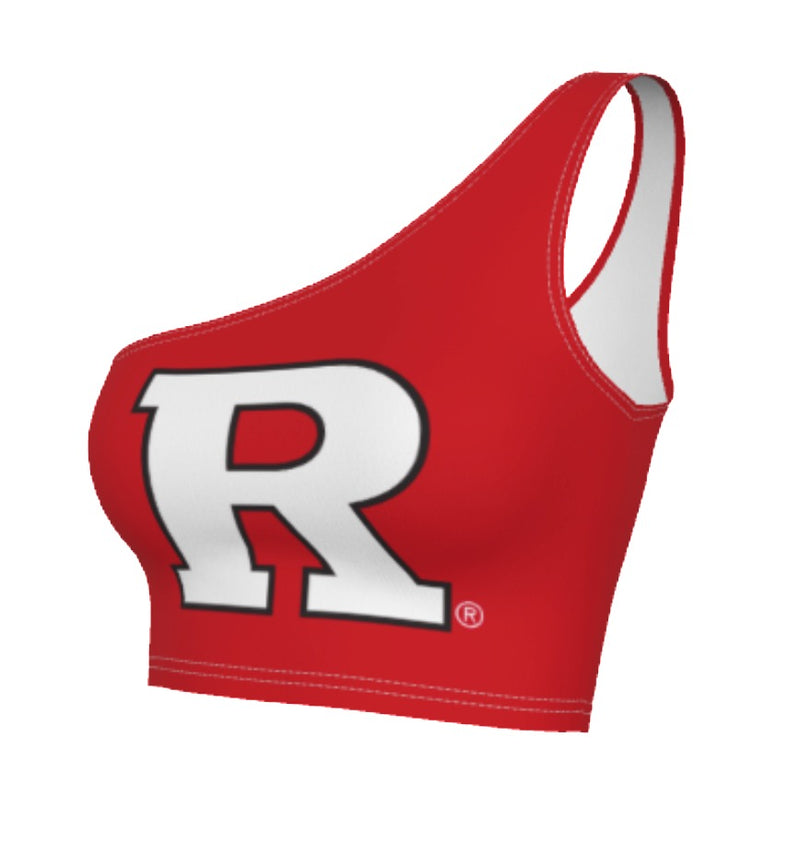 Red Color Rusher Shoulder Rutgers Red One Shoulder Top – lojobands