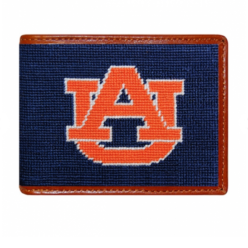 Auburn Navy Needlepoint Bi-Fold Wallet