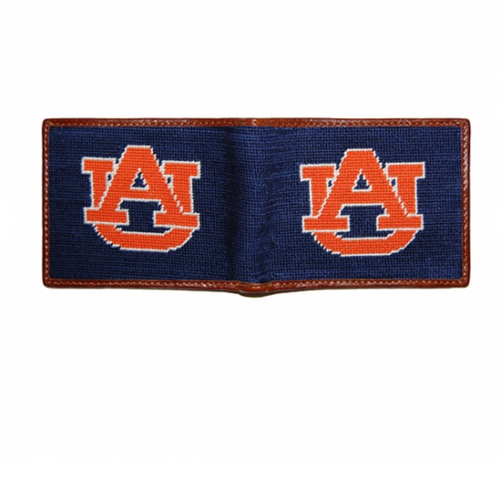 Auburn Navy Needlepoint Bi-Fold Wallet