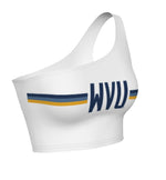 West Virginia Mountaineers White One Shoulder Top