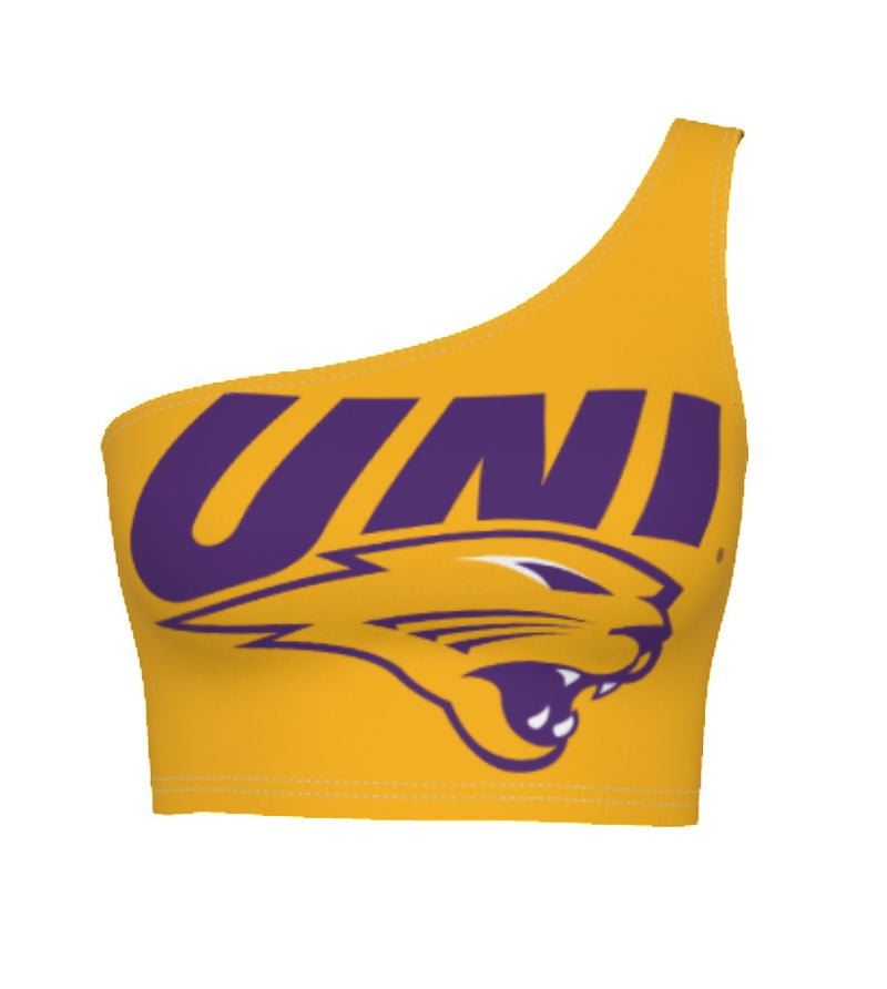 Northern Iowa Panthers Gold One Shoulder Top