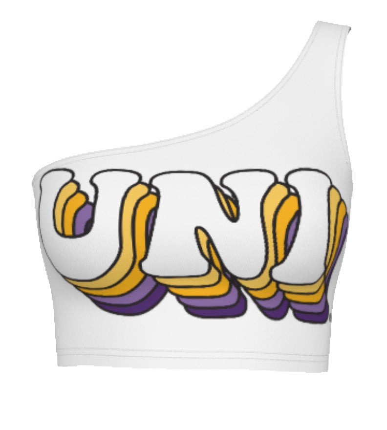 Northern Iowa Panthers Retro White One Shoulder Top