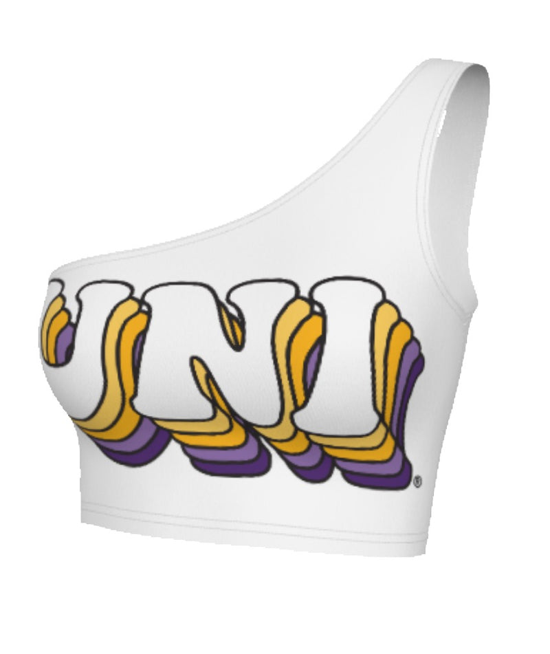 Northern Iowa Panthers Retro White One Shoulder Top