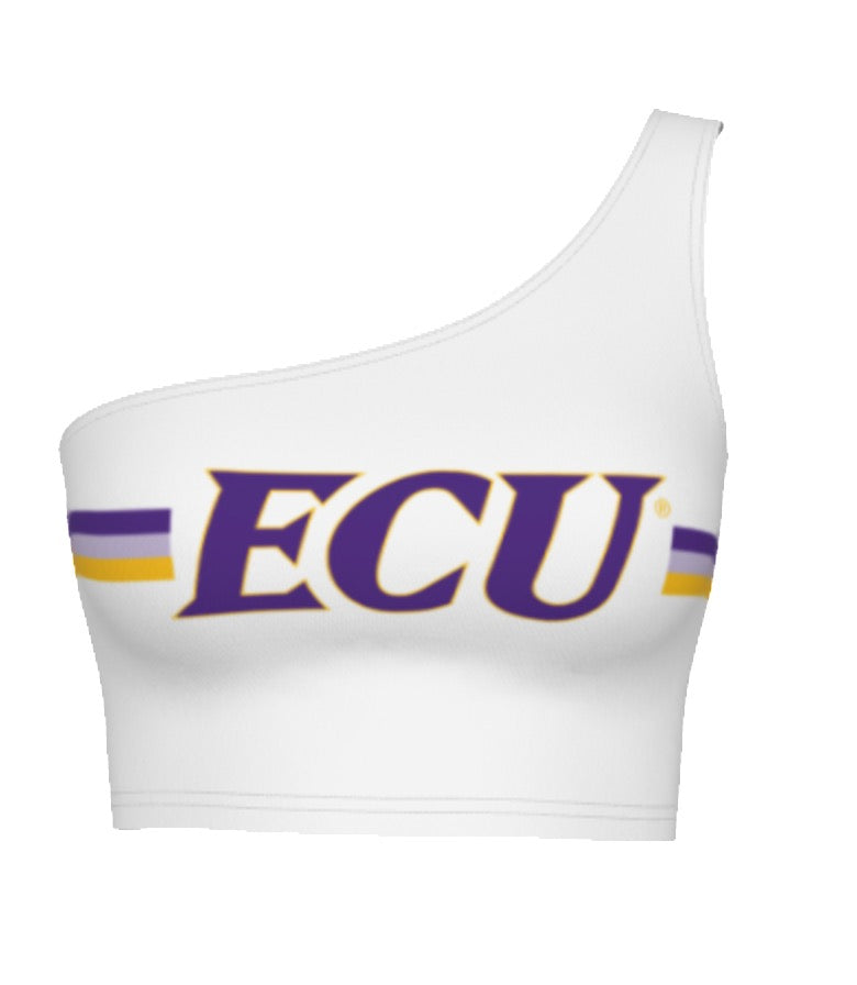 ECU Pirates White One Shoulder Top