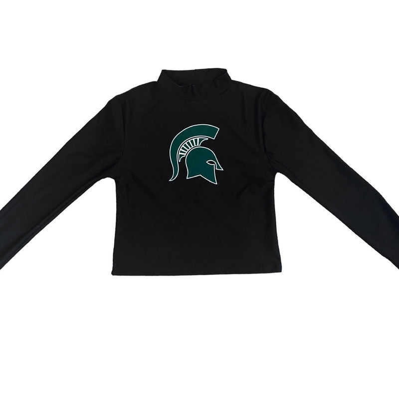 Michigan State Black Mock Neck Top