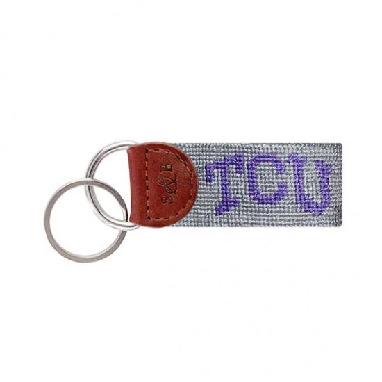 TCU Grey Needlepoint Key Fob