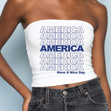 Blue America Have A Nice Day Tube Top - lo + jo, LLC