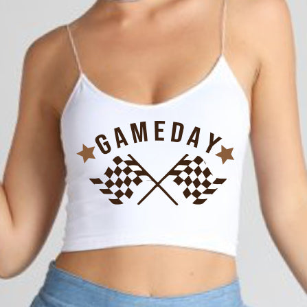 Brown & White Game Day Spaghetti Strap Top - lo + jo, LLC