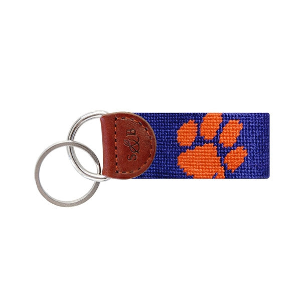 Purple Clemson Needlepoint Key Fob