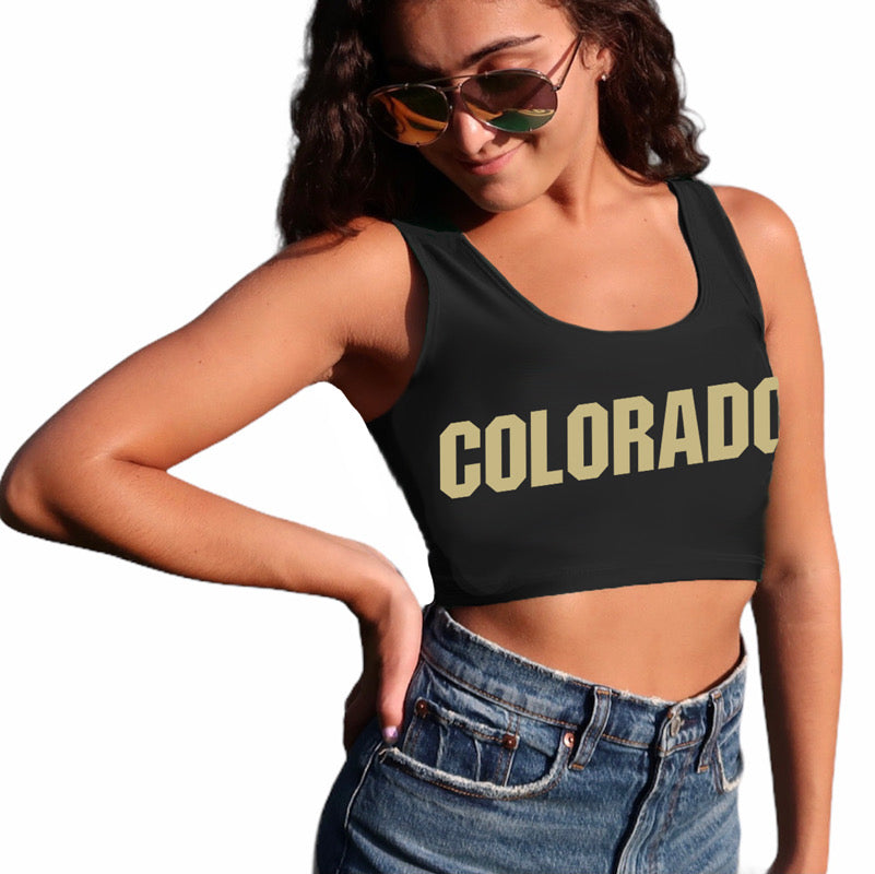Colorado Boulder Black Crop Tank Top