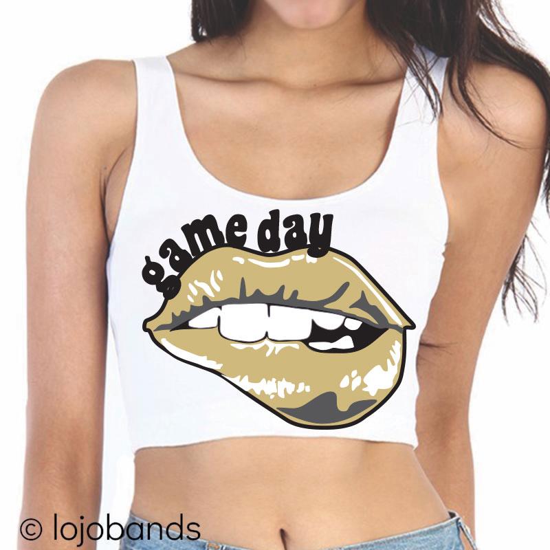Black & Gold Lips Game Day Crop Top - lo + jo, LLC