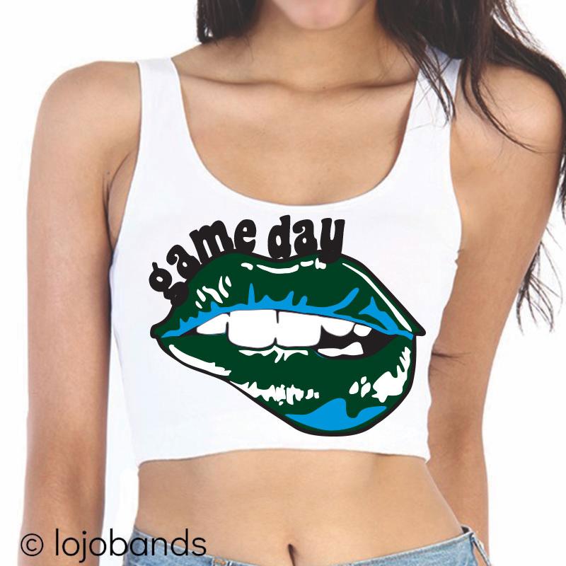 Green & Light Blue Game Day Crop Top - lo + jo, LLC