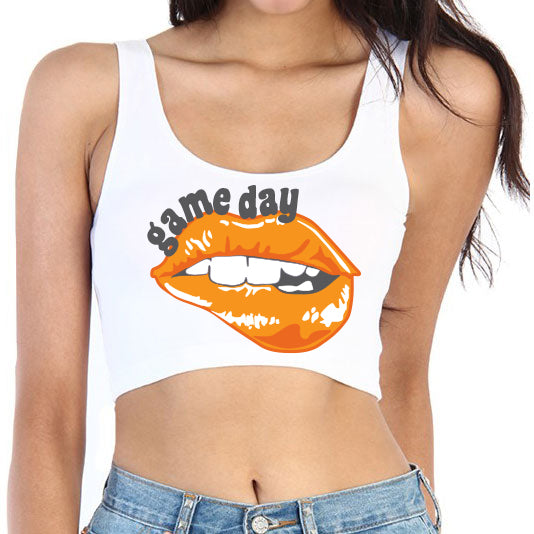 Game Day Lips Crop Tank Top