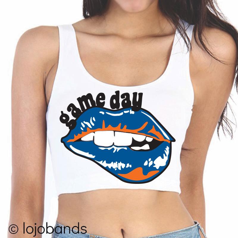 Royal Blue & Orange Game Day Crop Tank Top