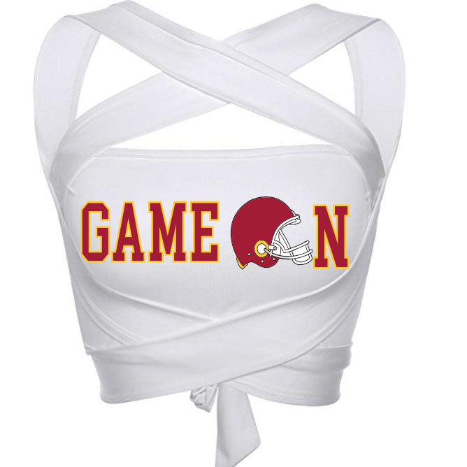 Red & Yellow Game On Helmet White Multiway Bandeau