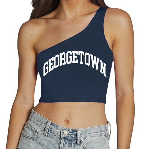 Georgetown Navy One Shoulder Top