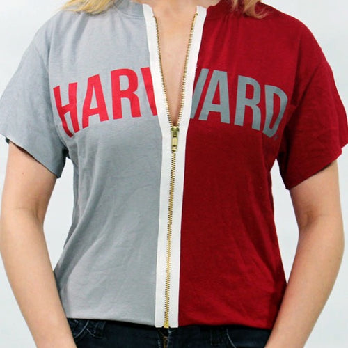 Harvard University Half + Half Zipper Tee - lo + jo, LLC