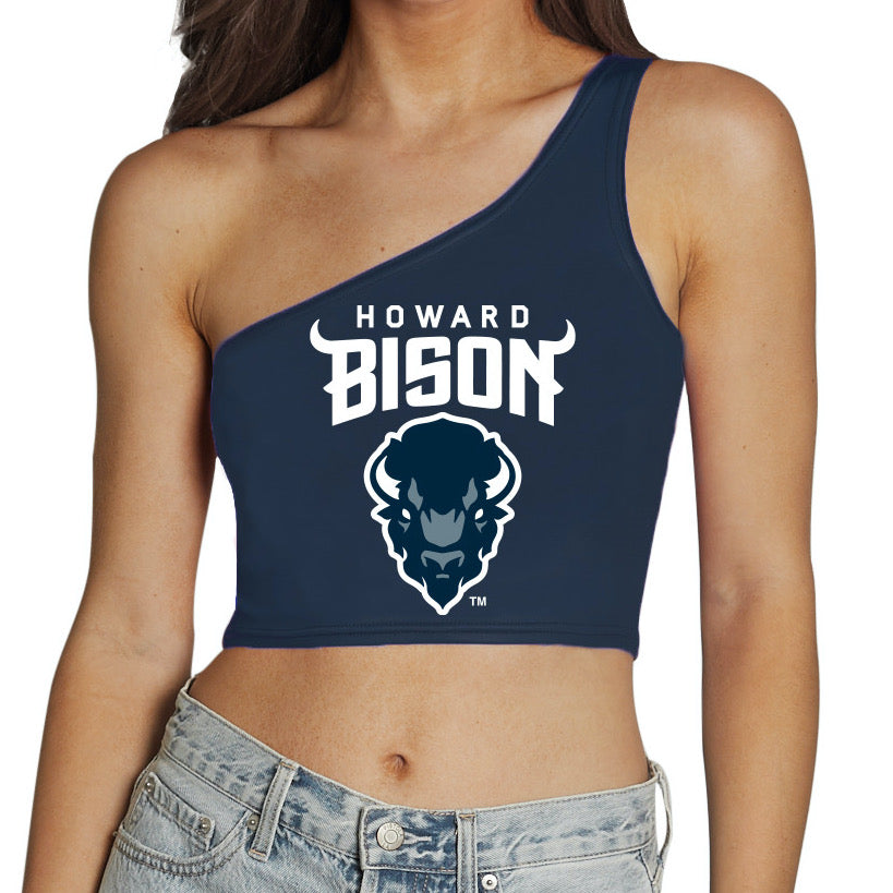 Howard Bison Navy One Shoulder Top