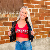 Maryland Terps Red Crop Tank Top