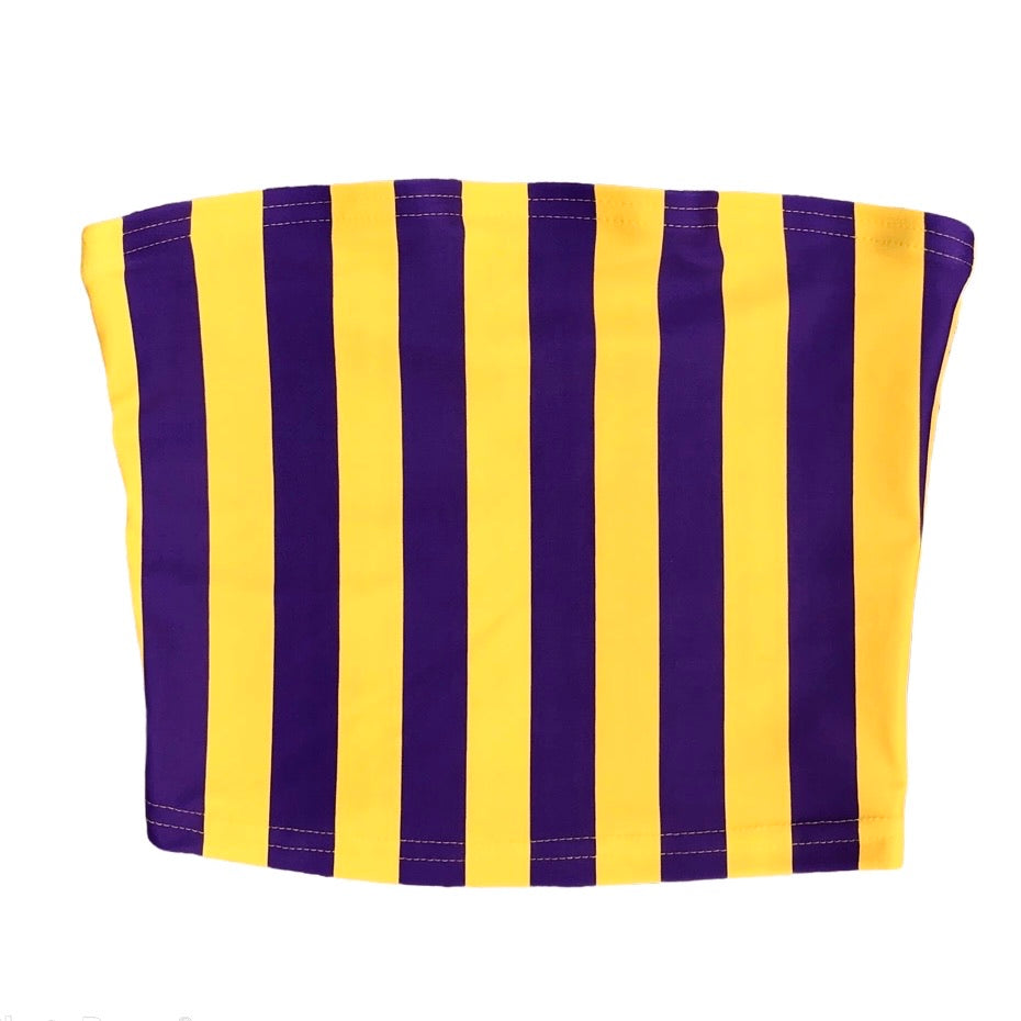 Purple & Yellow Striped Tube Top