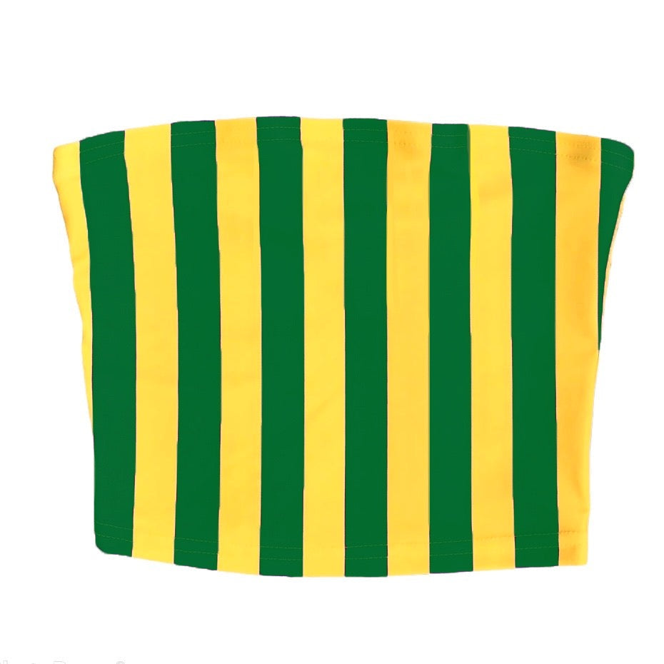 Green & Yellow Striped Tube Top