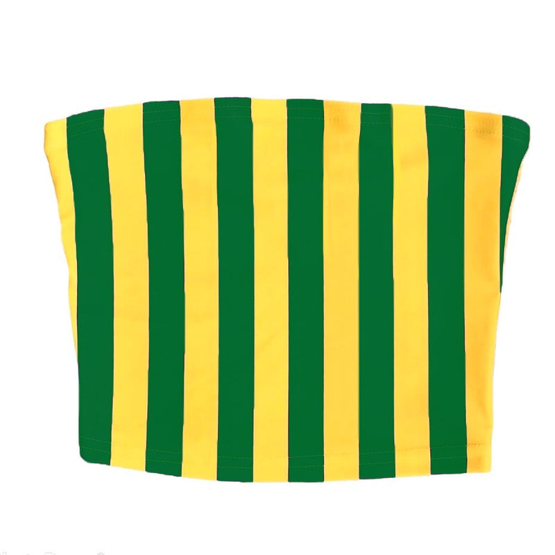 Green & Yellow Striped Tube Top