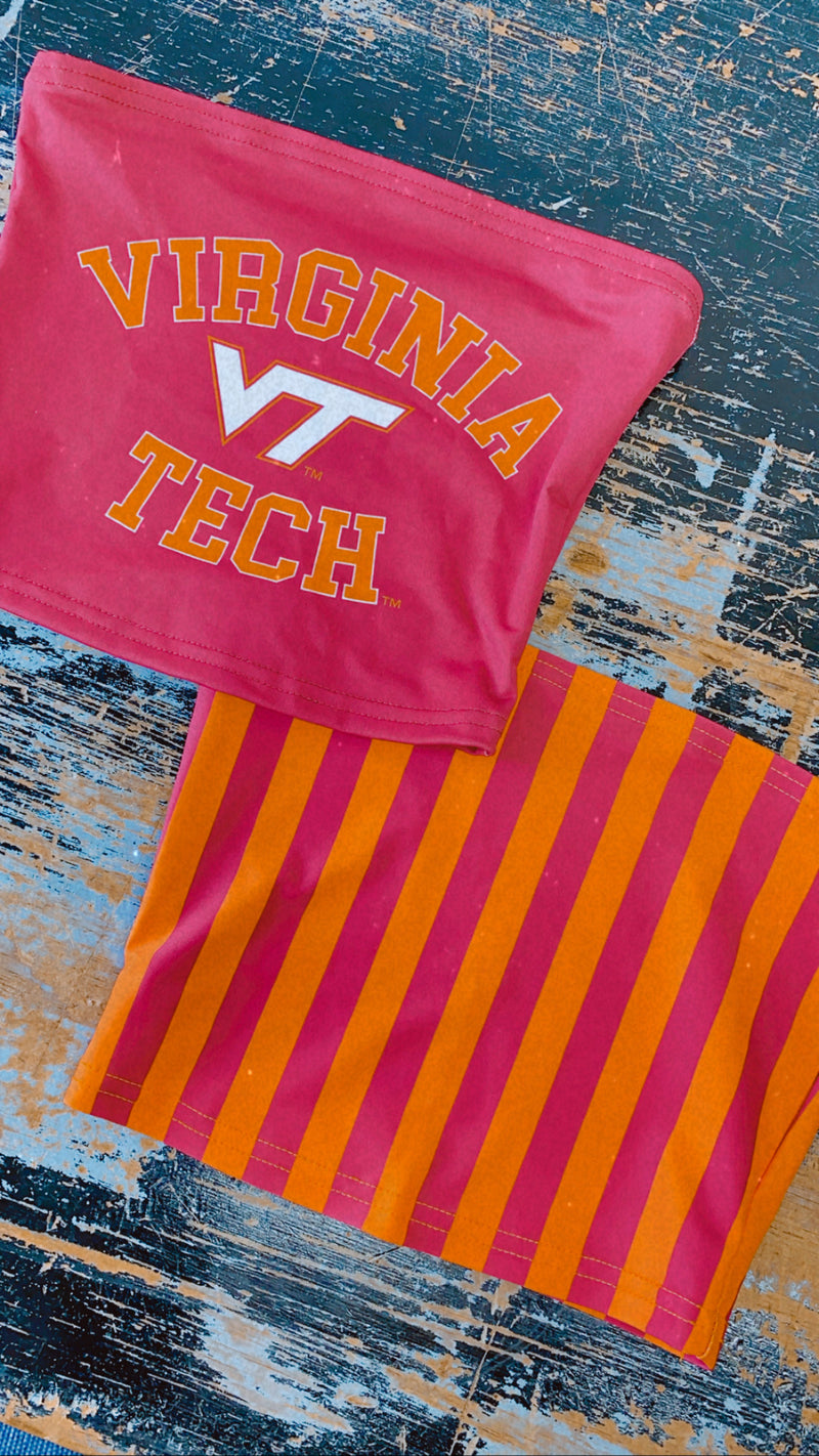 Maroon & Orange Striped Tube Top