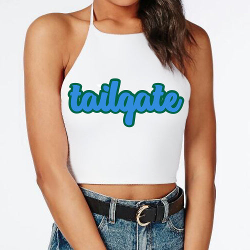Green & Light Blue Tailgate Halter Top
