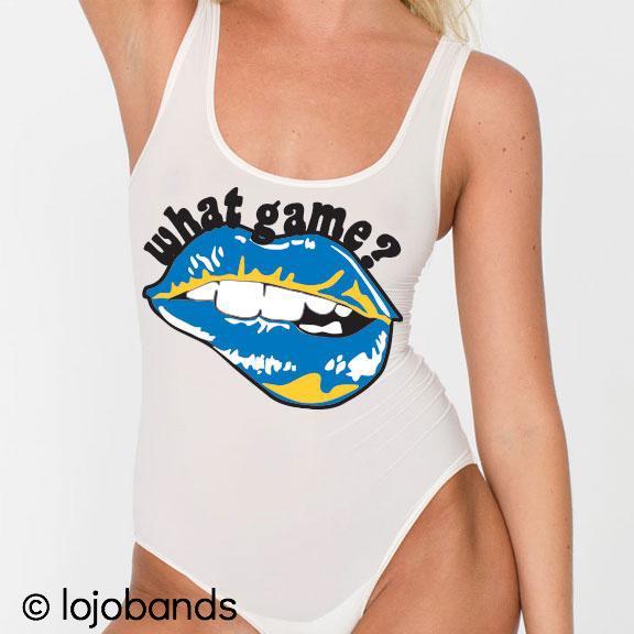 Blue & Yellow What Game? Bodysuit - lo + jo, LLC