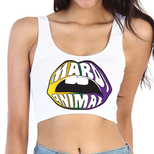 Mardi Animal Lips Crop Tank Top