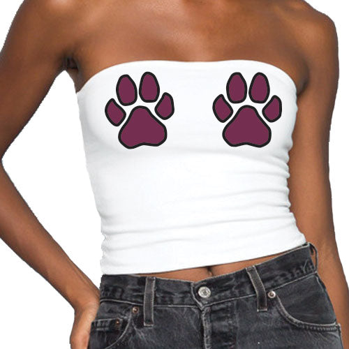 Maroon & Black Paws Tube Top