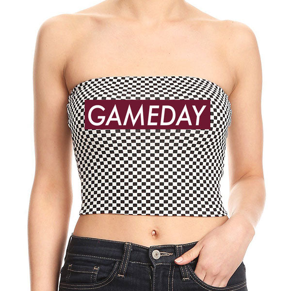 Maroon Game Day Checkered Tube Top