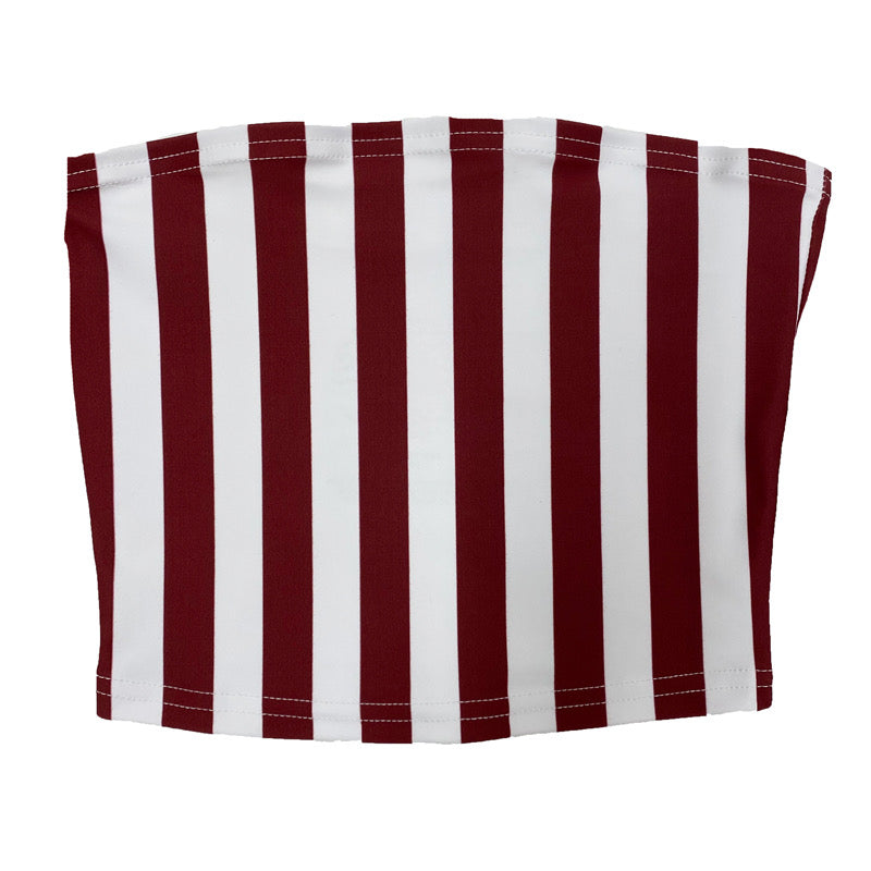 Maroon & White Striped Tube Top