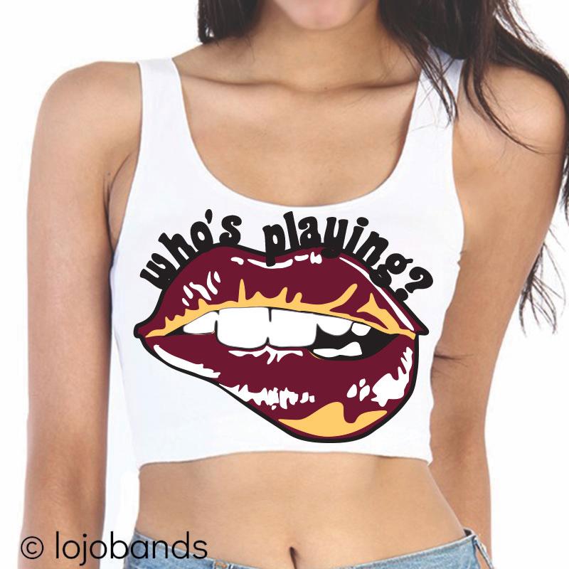 Maroon & Yellow Who's Playing? Crop Tank Top