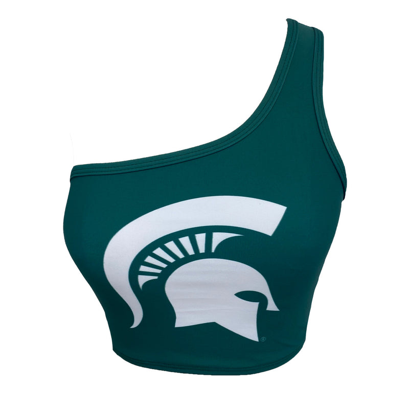 Michigan State Green One Shoulder Top