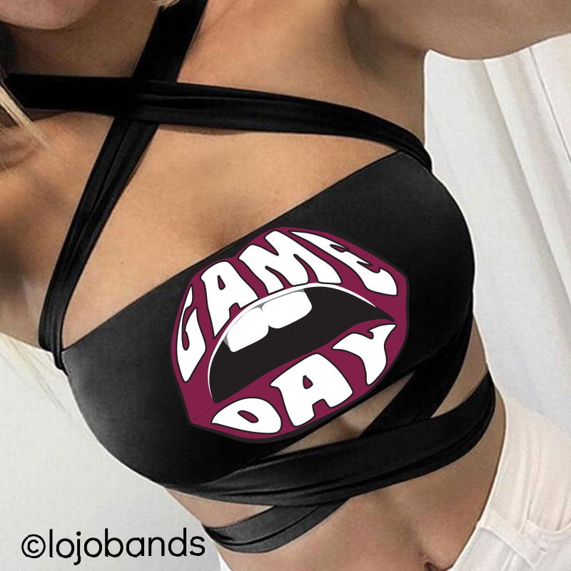 Game Day Lips Black Multiway Bandeau - lo + jo, LLC