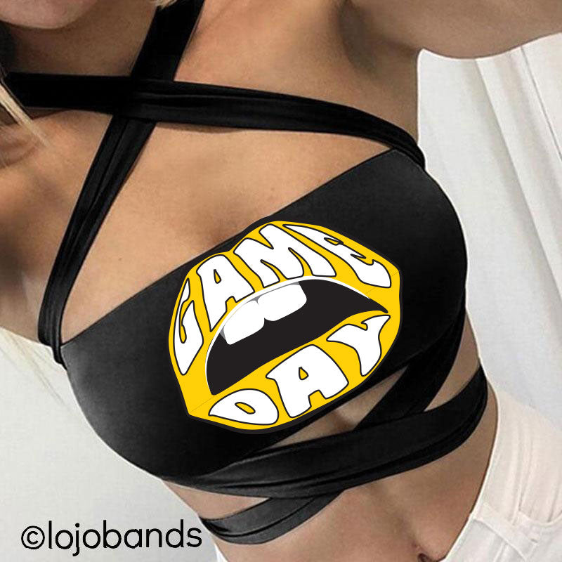 Game Day Lips Black Multiway Bandeau - lo + jo, LLC