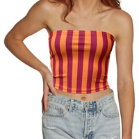 Maroon & Orange Striped Tube Top