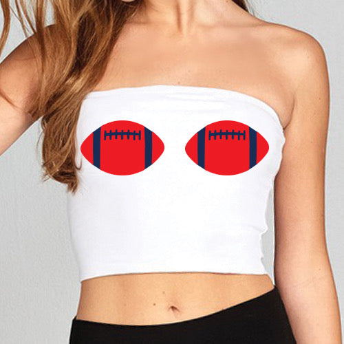 Navy & Red Football Tube Top