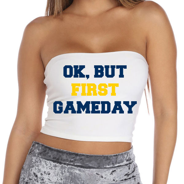 Navy & Yellow Ok, But First Gameday Tube Top