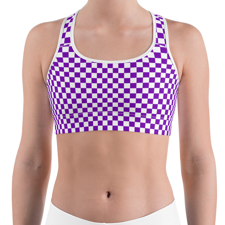 Purple & White Checkered Sports Bra – lojobands