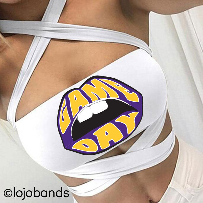 Purple & Yellow Game Day White Multiway Bandeau