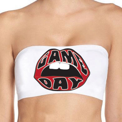 Red & Black Game Day White Bandeau Top