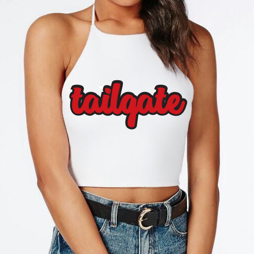 Red & Black Tailgate Halter Top