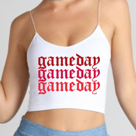 Red Old English Game Day Spaghetti Strap Top