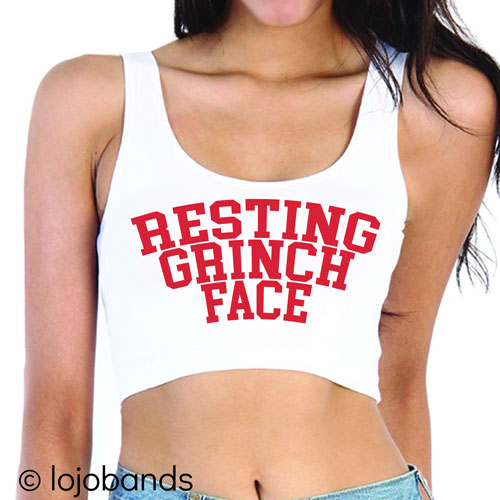 Resting Grinch Face Crop Tank Top