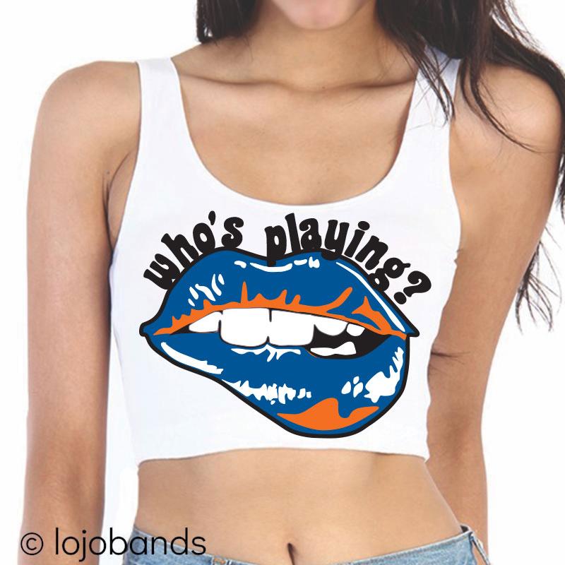 Royal Blue & Orange Who's Playing? Crop Tank Top