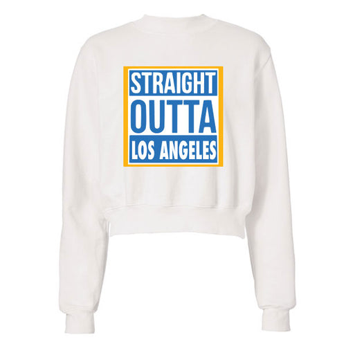 Blue & Yellow Straight Outta Los Angeles Cropped Sweatshirt - lo + jo, LLC